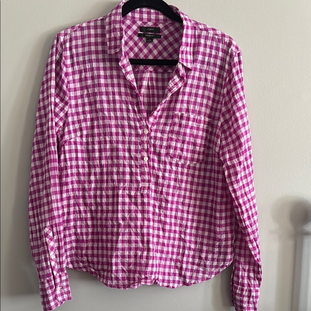 J.Crew Pink and White Checkered Shirt